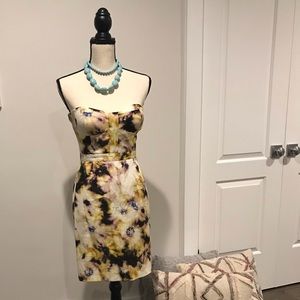 J.Crew Sz 2 watercolor print strapless dress.